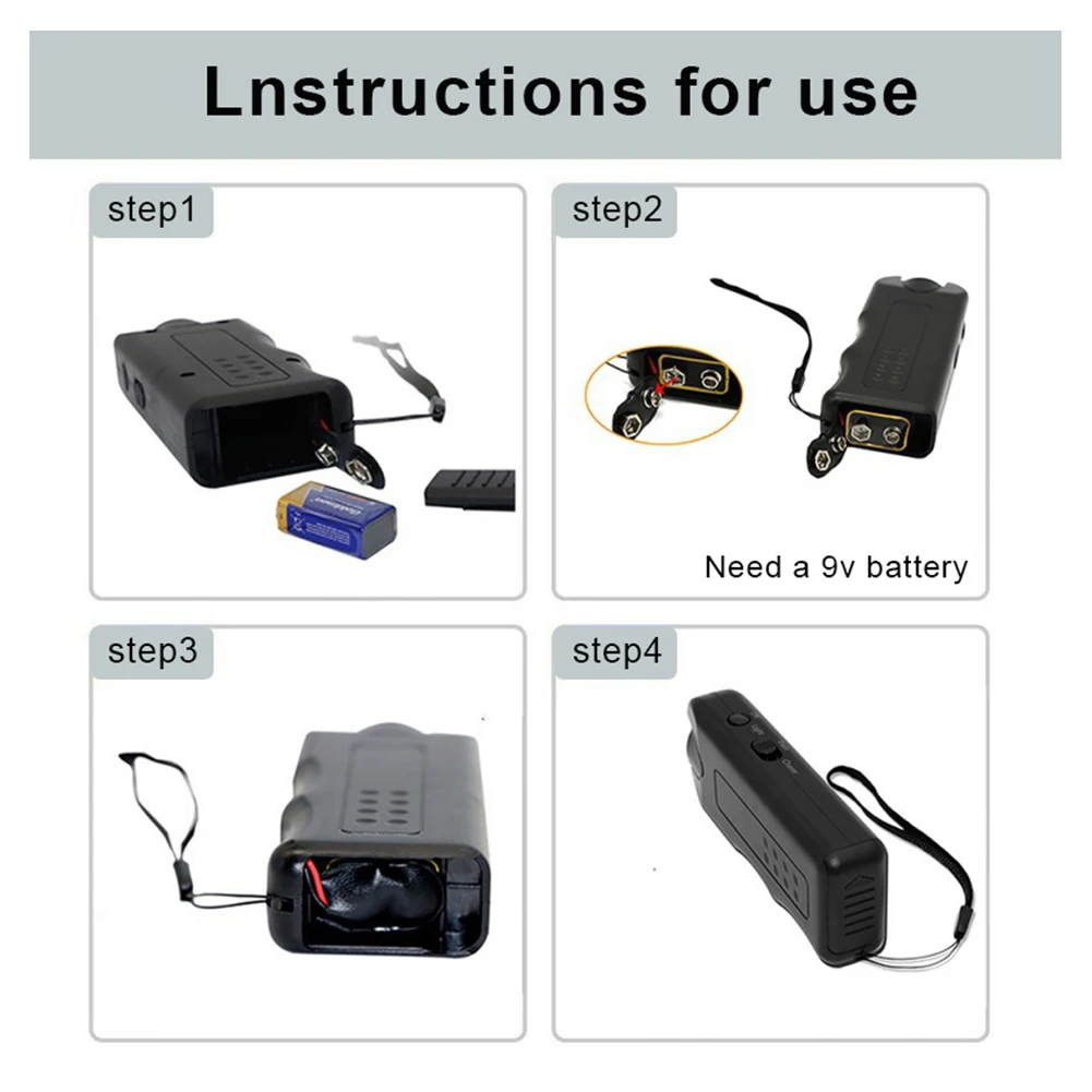 Handheld Dog Bark Deterrent Ultrasonic Anti Barking Device with LED Light Repeller Trainer Battery Powered Dog Training Supplies