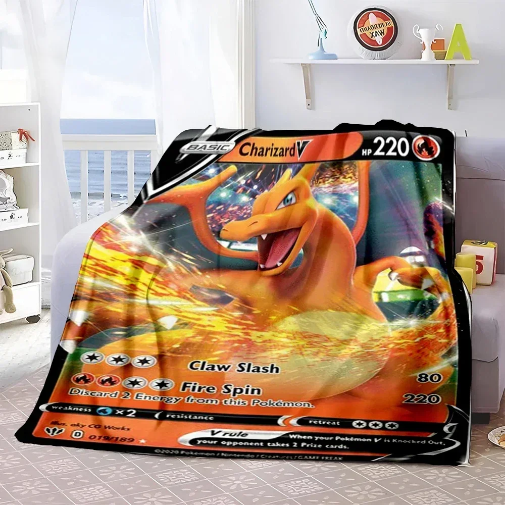 Pokemon Anime Card Blanket Cute Flannel Fluffy Throw Camping Blankets for Children Sofa Throw Thin Picnic Blanket Fashion Gifts 4