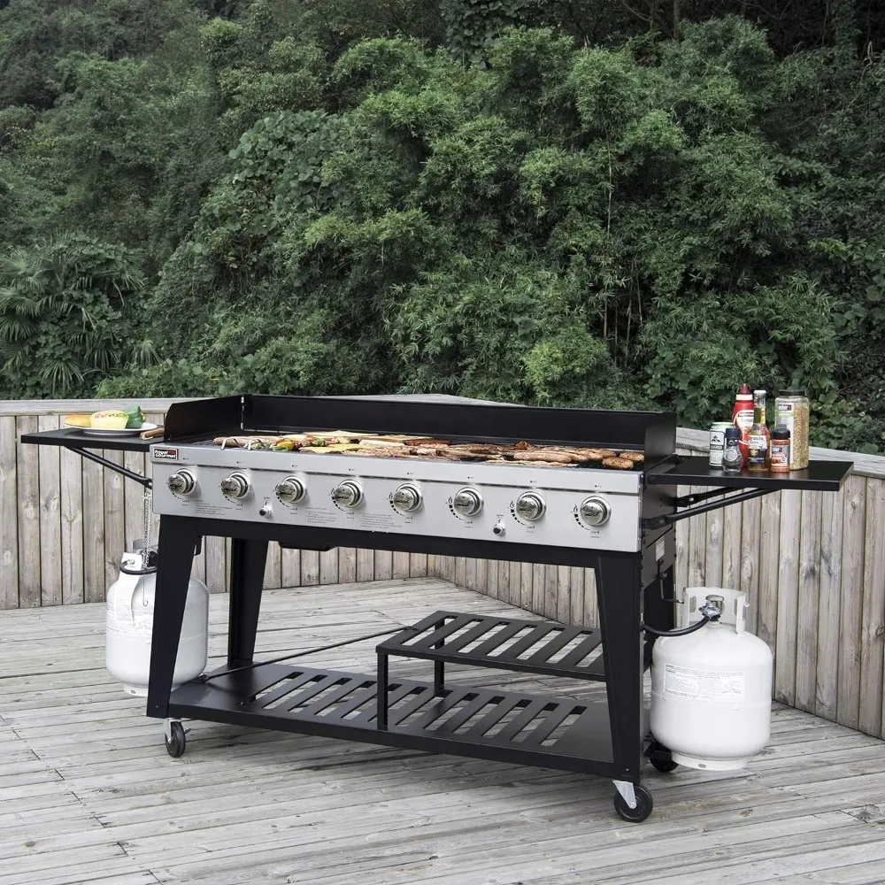 

8-Burner Gas Grill, 104,000 BTU Liquid Propane Grill, Independently Controlled Dual Systems, Outdoor Party or Backyard BBQ,