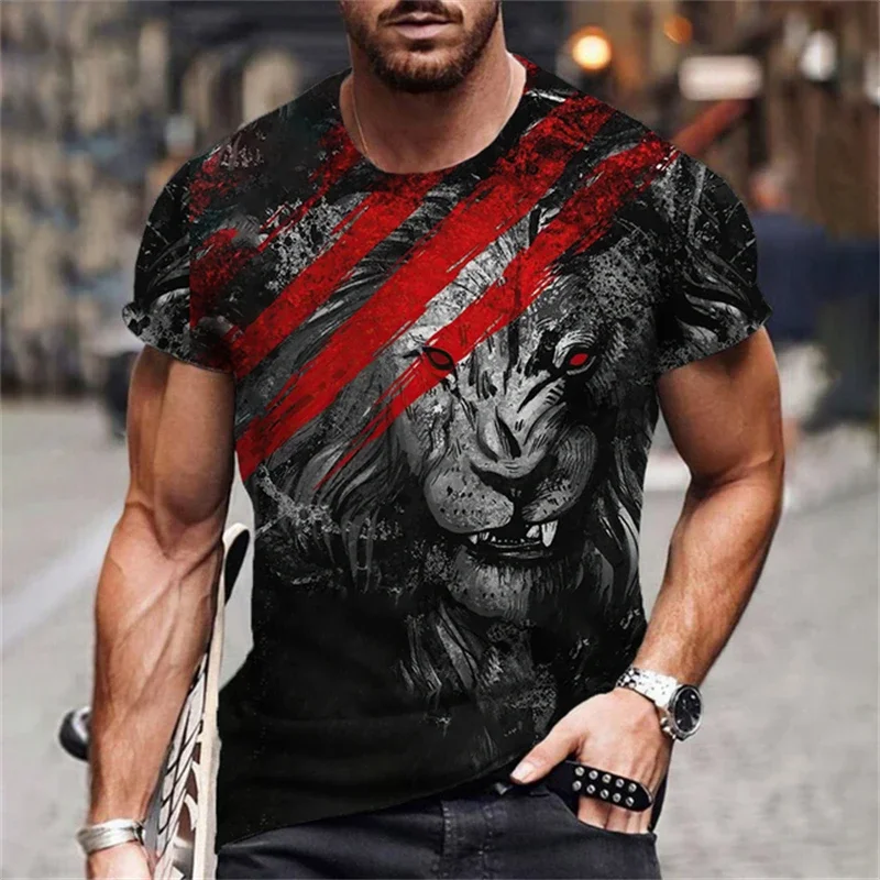 

Fashion Vintage Claw Marks Print T Shirt For Men Hip Hop Trend Harajuku Streetwear Funny Lion Pattern Short Sleeve Oversized Top