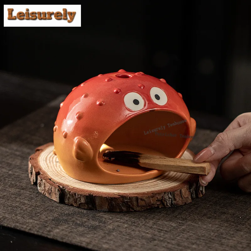 Creative Ceramic Small Porpoise Incense Holder Mist Smoking Steamers Incense Burners Consecrate Censer Tea Items Ornaments Gift