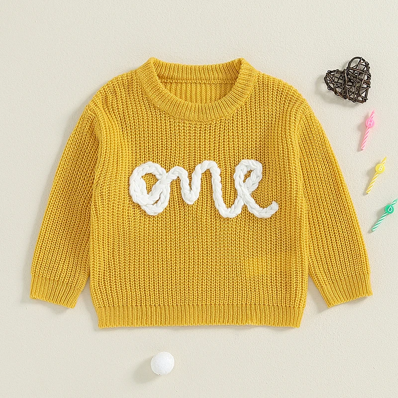 Baby girls sweater Newborn Baby Girl Boy Sweater Long Sleeve Crew Neck Letters Embroidery Winter Warm Knit Pullover Sweater Infant Autumn Clothes