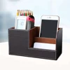Home Office Wooden Struction Pen Holder Desk Stationery Organizer Storage Box Pen/Pencil ,Cell Phone Business Na 3