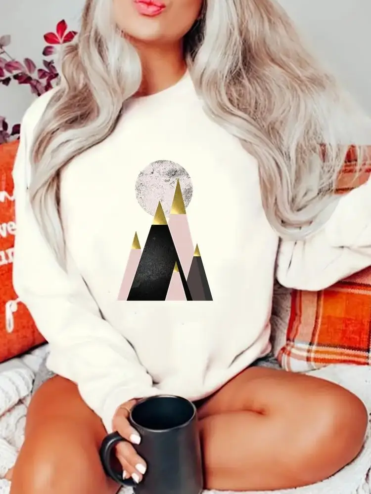 

Long Sleeve Clothes Print Sweatshirts Women Fashion Clothing Lovely Style Trend Cute Fleece Ladies Warm Graphic Pullovers