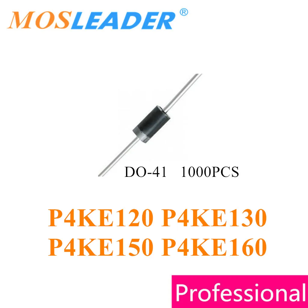 

Mosleader 1000 шт. DO41 P4KE120A P4KE130A P4KE150A P4KE160A DIP P4KE120CA P4KE130CA P4KE150CA P4KE160CA, сделано в Китае