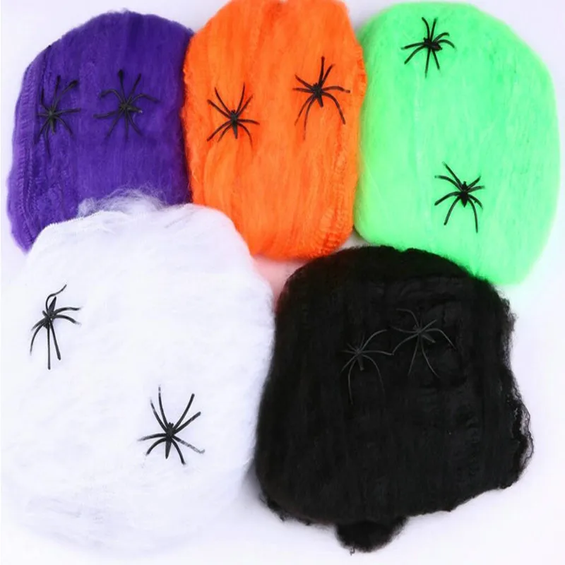 2 Pcs DIY Scary Party Scene Black White Stretchy Cobweb Spider Web Horror for Bar Haunted House Home Halloween Decoration