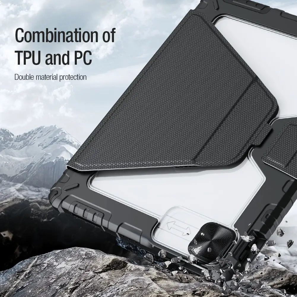 Nillkin para Apple Ipad Pro 11 12.9 2023 2023 2023 ar 10 10.2 10.9 Case de Couro Amortecedor Magnético Suporte Lente Volta Capa - Imagem 3