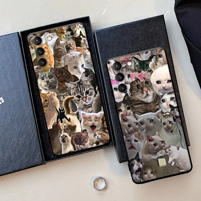 Crying Cat Memes Custodia Per Telefono Divertente Per Samsung Galaxy S22 23 21 S20 Fe Ultra S10 S9 S8 Plus S10E Note 20Ultra 10Plus Cover