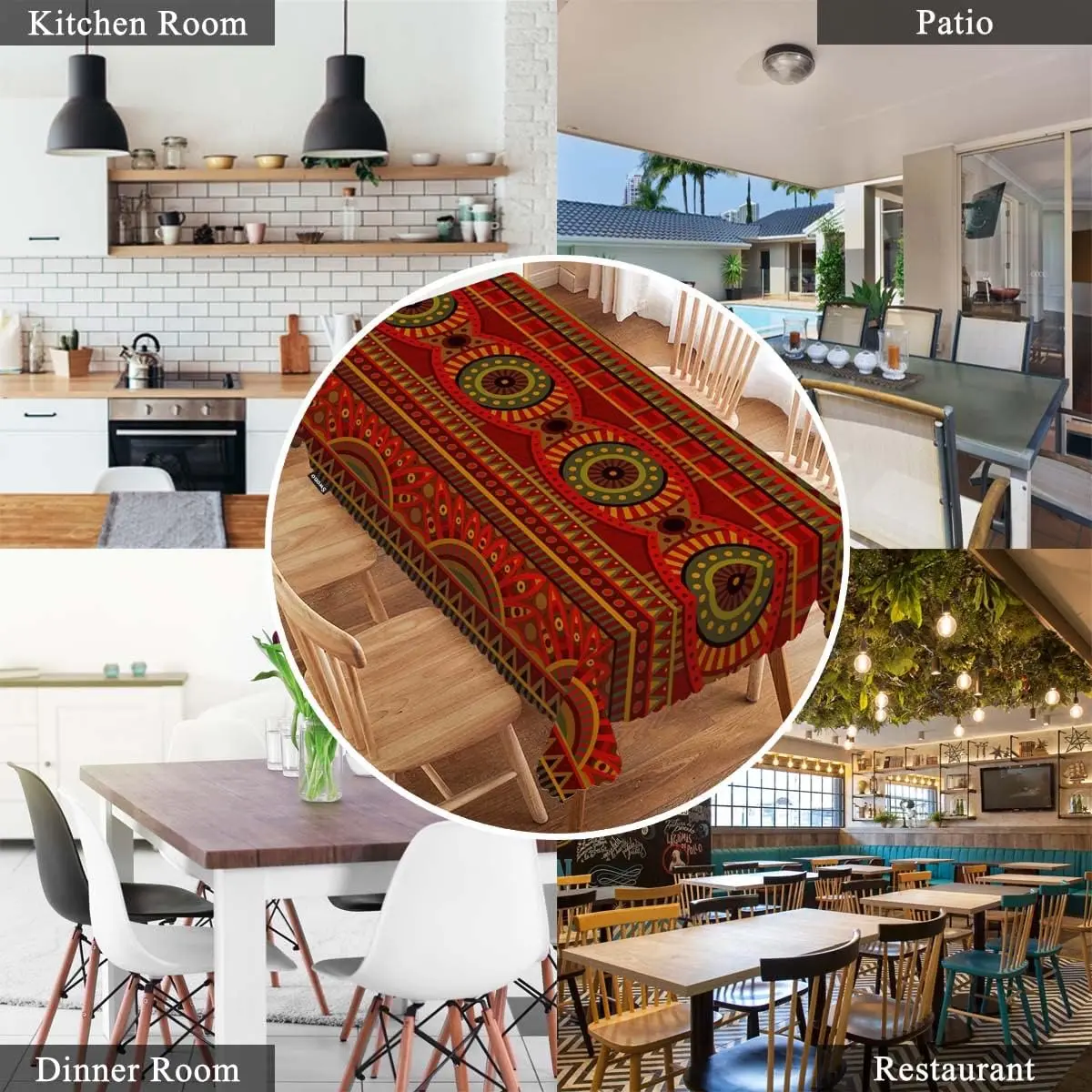 African Ethnic Style Geometric Waterproof Tablecloth Holiday Party Decor Washable Rectangle Table Cloths Home Dining Table Decor 6