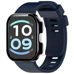 Versatile Sport Band with Clear Tempered Glass Case and Protective Cover for Redmi Watch 6 Lite (Midnight blue)