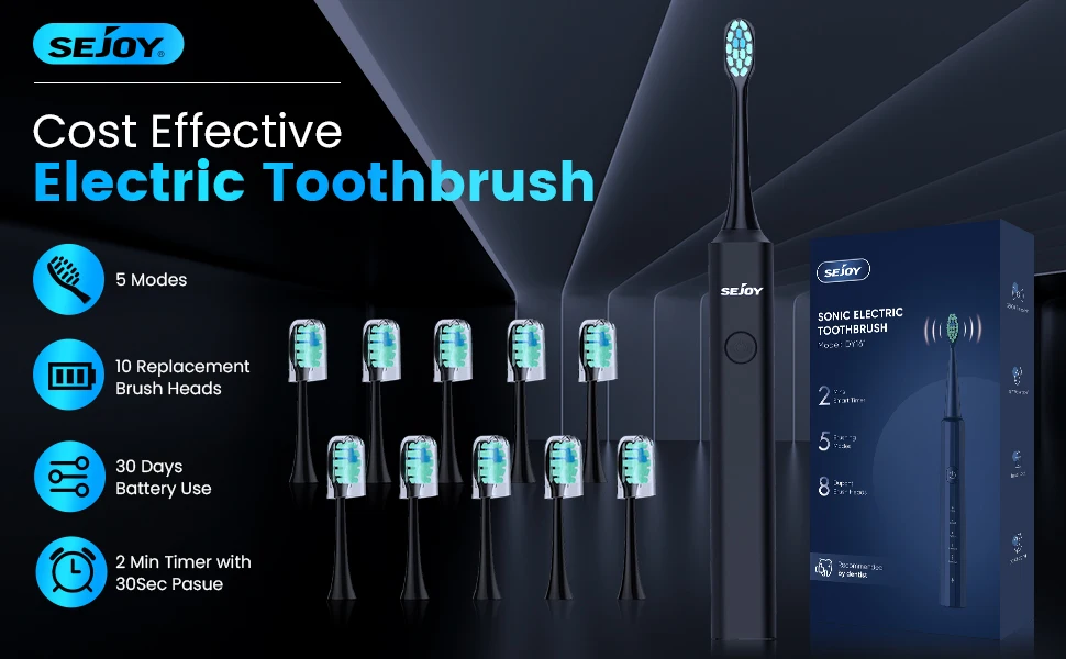 Description Picture 3 of itemSEJOY Oral Cleaning Sonic Electric Toothbrush Personal Care Appliances IPX7 3 Modes Smart Rechargeable Automatic Toothbrush