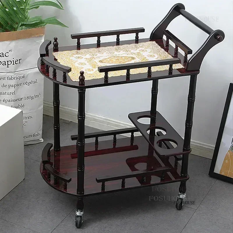 Small Apartment Wine-bottle Holders Hotel Restaurant Canteen Trolleys Coffee Shop Club Bar Cart Dining Storage Kitchen Islands K