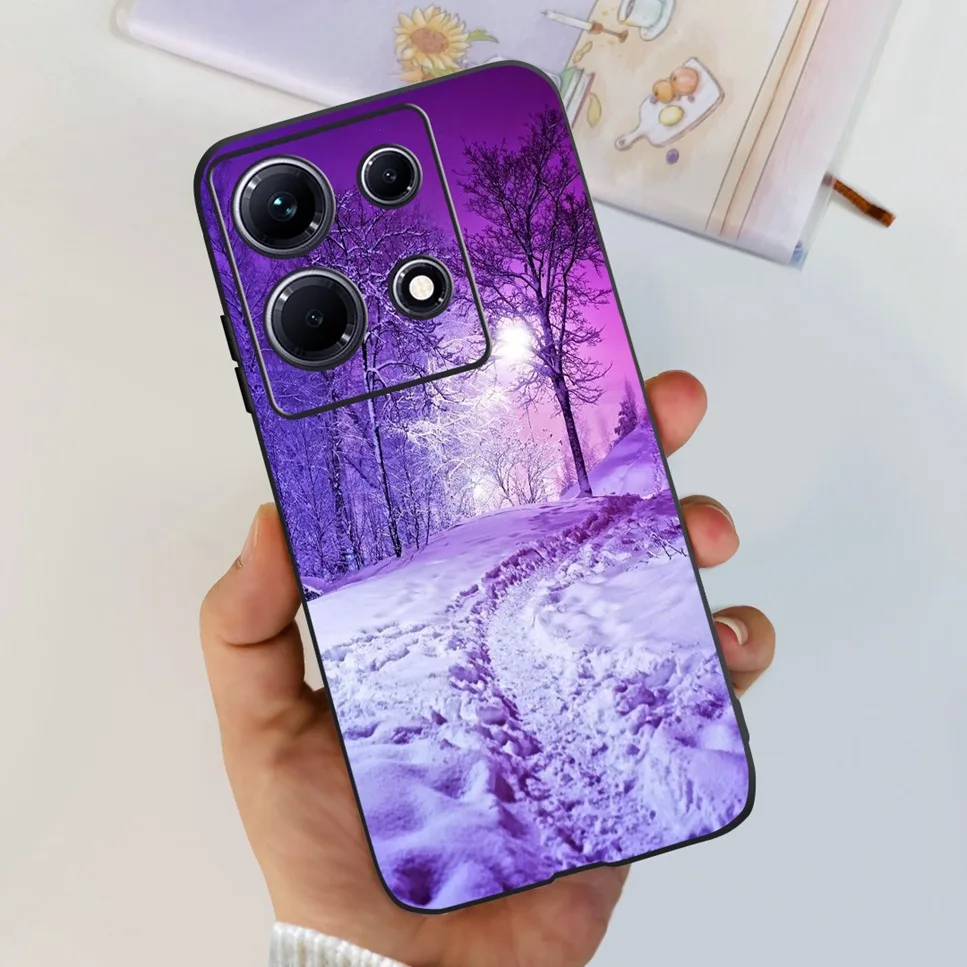 Fashion Cute Flowers Luxury Black Phone Case Back Cover