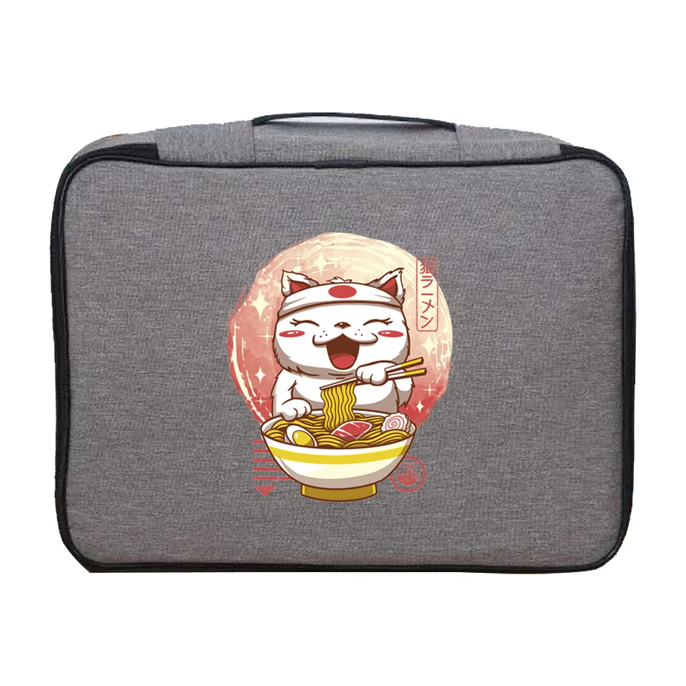 Handbag Men Business Storage Credentials Credit Card Briefcase Japan Cat Print Documents Organizer Travel File Lockbox Woman Bag