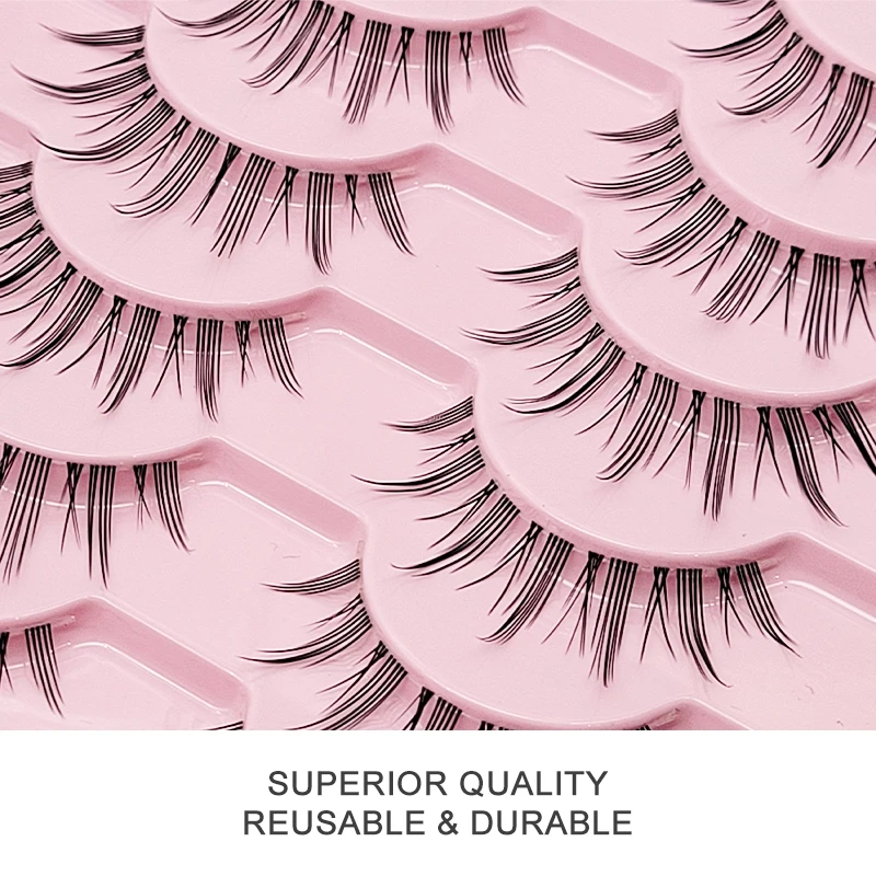 False Eyelashes 10 pairs Natural Lashes Manga Full Strip Lashes Makeup Bulk Eyelash Extension Anime False Eyelash