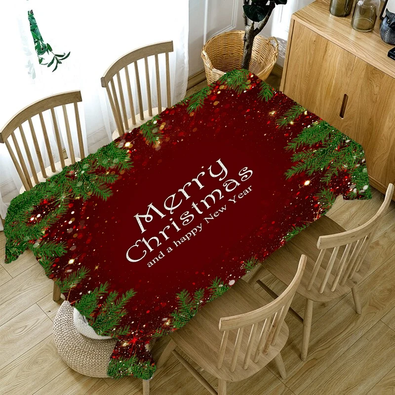 European Style Polyester Tablecloth Color Christmas Tree Pattern Dustproof Washable New Year Party Wedding Tablecloth Manteles