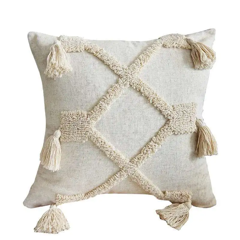 Design B geometric tufted pillow cover