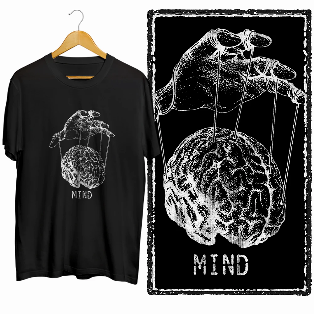 Coolmind ZG021 100 % Baumwolle, große Größe, cooler Mind-Control-Druck, Herren-T-Shirt, Baumwolle, ausgenommen, Grafik, Herren-T-Shirts, Tops, T-Shirts – Detail 2