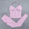 Seamless Yoga Set Women 2Pcs Padded Halter Tank Top Scrunch Butt Lifting Gym Leggings Set Woman Sportswear Workout Clothes 3