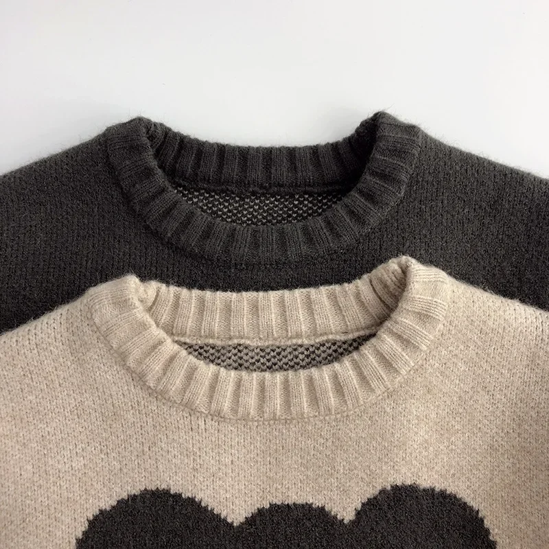 Kids Knitted Cartoon Sweaters Patchwork Pullover Outwear
