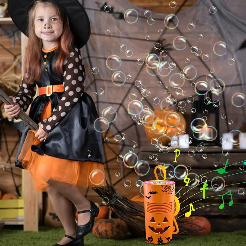 

Пузырьковая машина для Хэллоуина, светящаяся тыква, воздуходувка пузырьков для Хэллоуина, летние игрушки, декор для помещений и улицы, искусственная кожа
