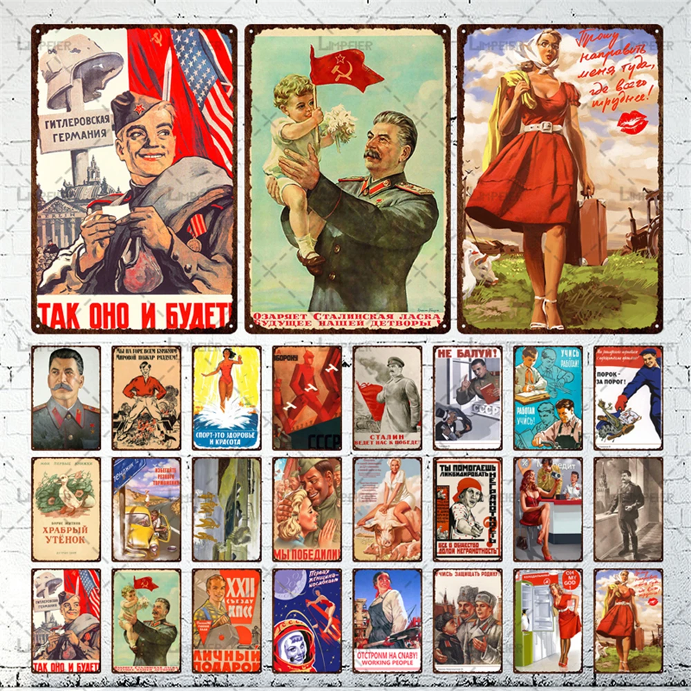 

Russian Style Retro Metal Sign Joseph Vissarionovich Stalin Metal Wall Stickers Soviet Statesman Tin Plaque for Man Cave Decor
