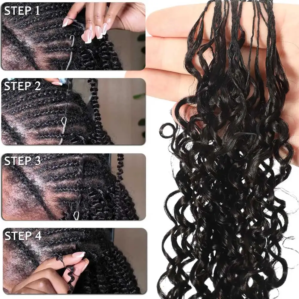 Capelli Umani Ondulati a Onda d'Acqua per Crochet, Senza Nodi, Raw Hair, Miracle Knots, Double Drawn, Vietnamita, per Treccine Boho - immagine 4