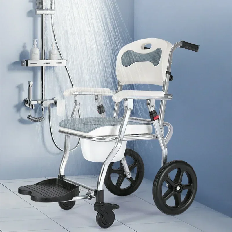 Multi-Functional Elderly Toilet Chair Four-Wheeled Portable