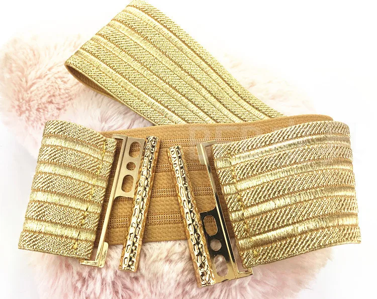 Women's Fashion Elastic Gold Cummerbunds Female Dress Corsets