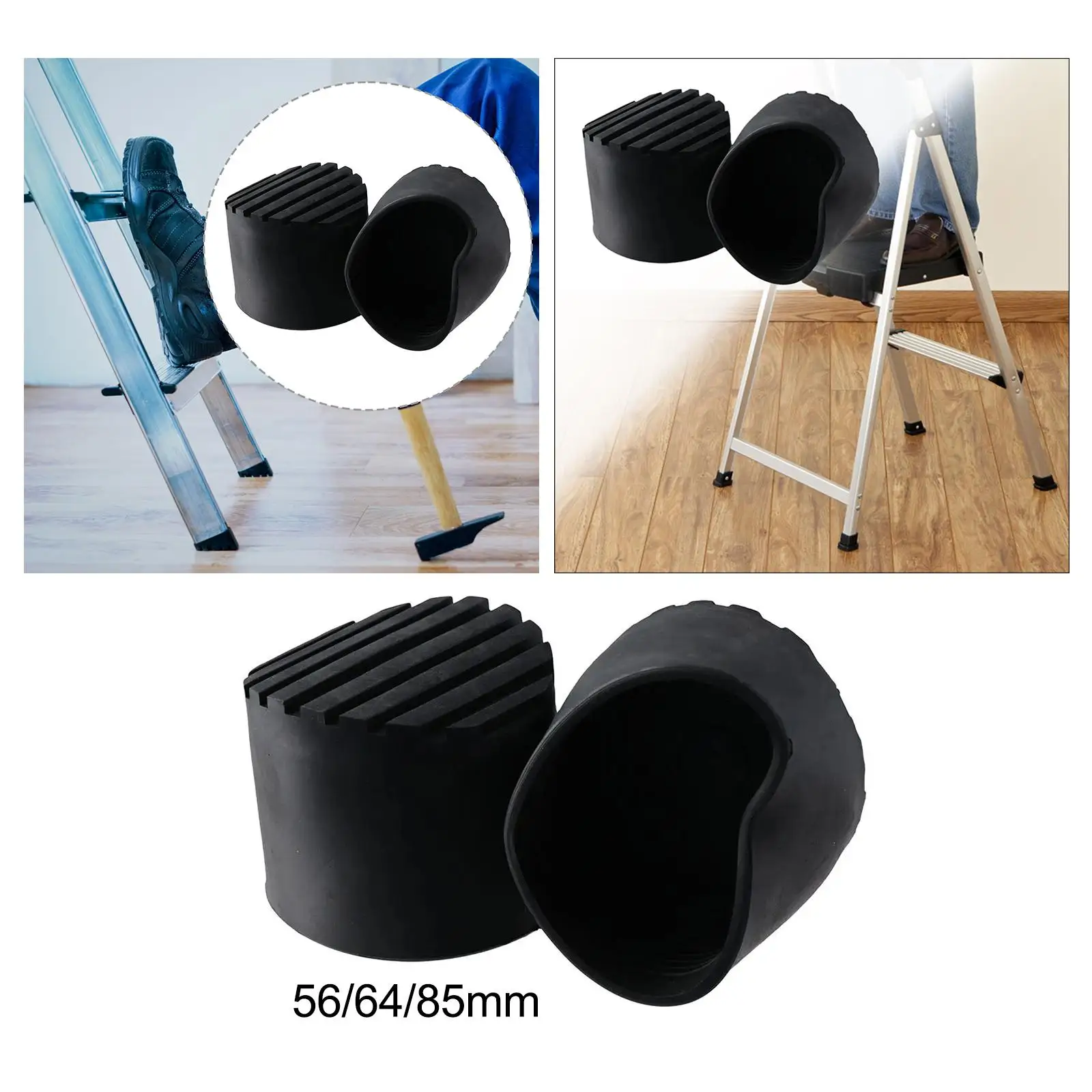 Telescopic Ladder Feet Pad Rubber Cover Black Flexible Floor Protection Spare ladder feet covers