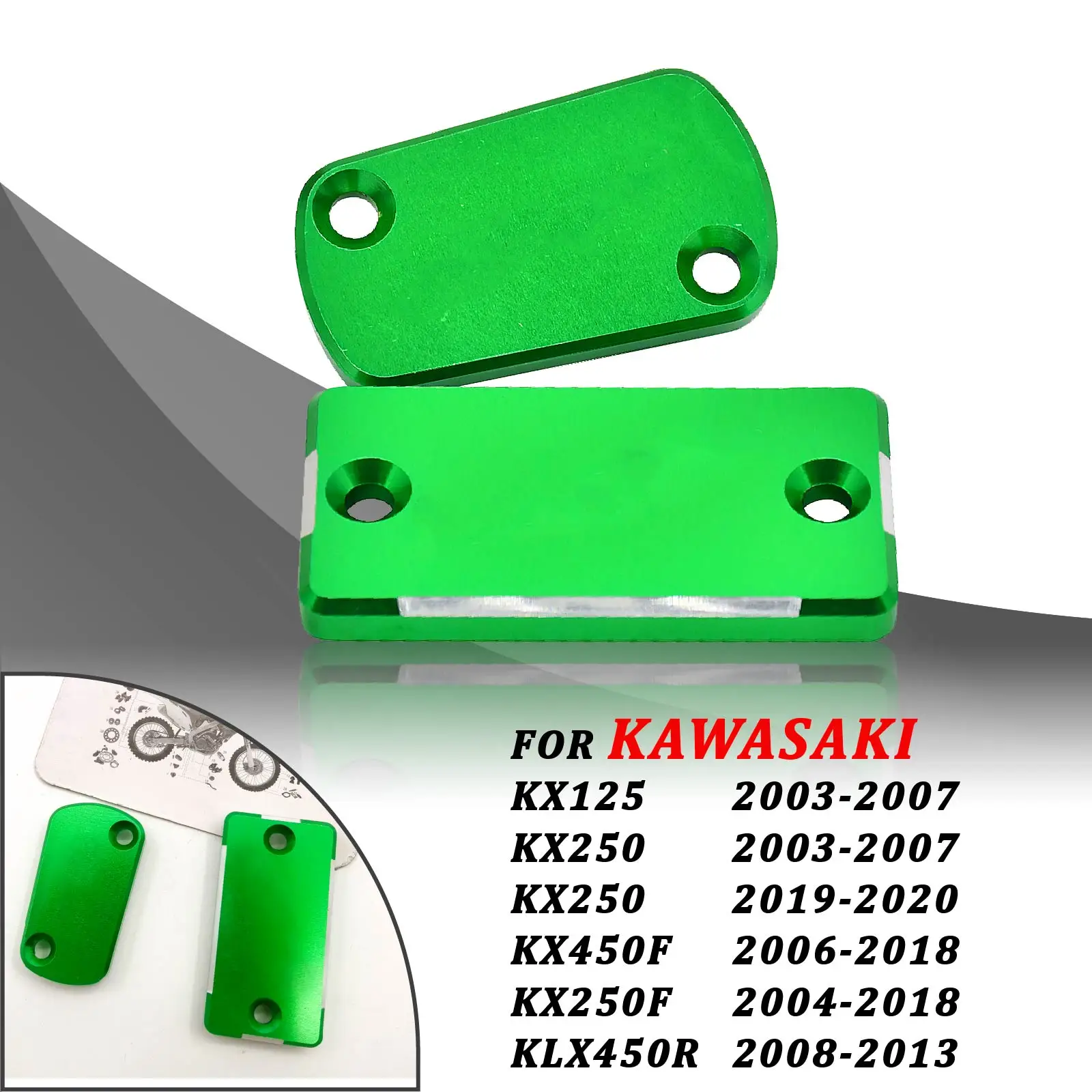 For Kawasaki KX125 KX250 KX250F KX450F 250F 450F KLX300R KLX450R CNC Motorcycle Front Rear Brake Fluid Reservoir Cap Cover