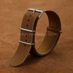 Ribbed Nylon Watch Strap - Durable Military - Style Band Bracelet - 22mm (Brown)