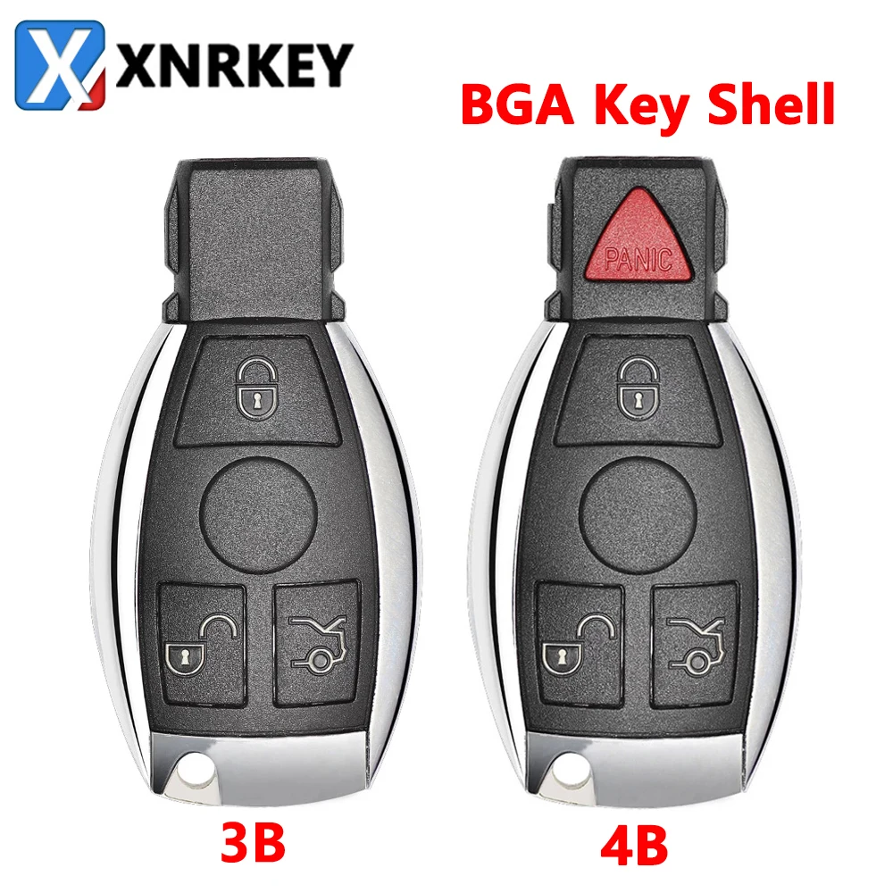 XNRKEY 3/4 Button BGA Remote Key Shell Fob for Mercedes Benz A C E S Class GLK GLA W204 W212 W205 Replace Car Key Case Cover for mercedes benz w212 w211 w210 w213 w205 w202 w203 w204 w177 c63 e63 s63 for amg logo car remote key cover case metal shell