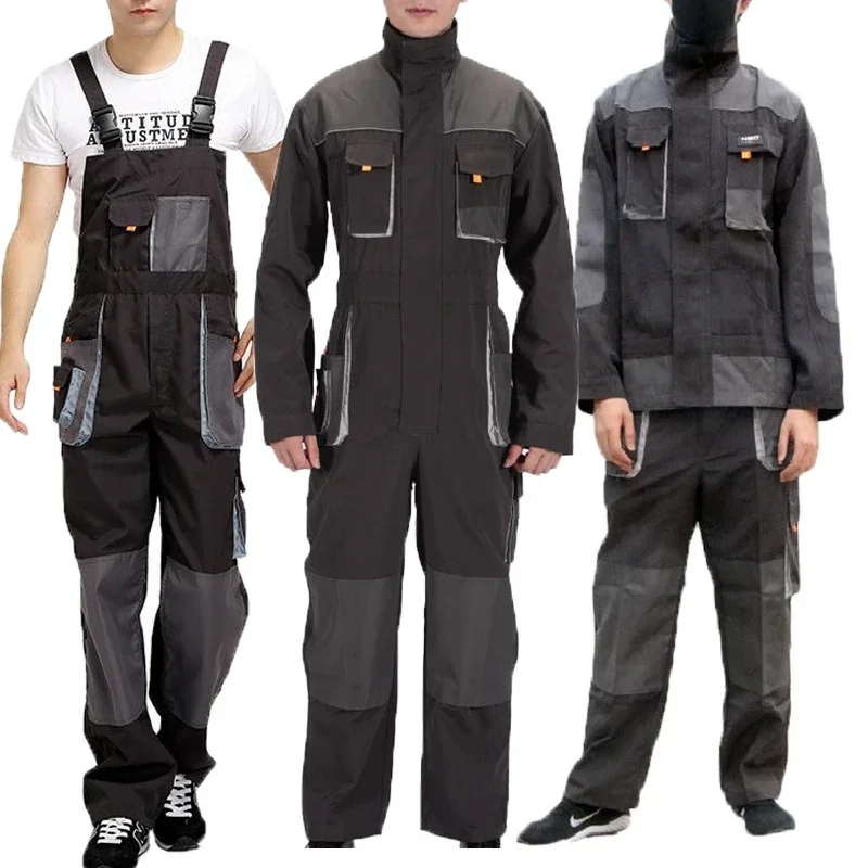 

Bib Overalls Men Work Coverall Repairman Strap Jumpsuit Durable Worker Cargo Trousers Working uniforms Plus Size Rompers Clothes