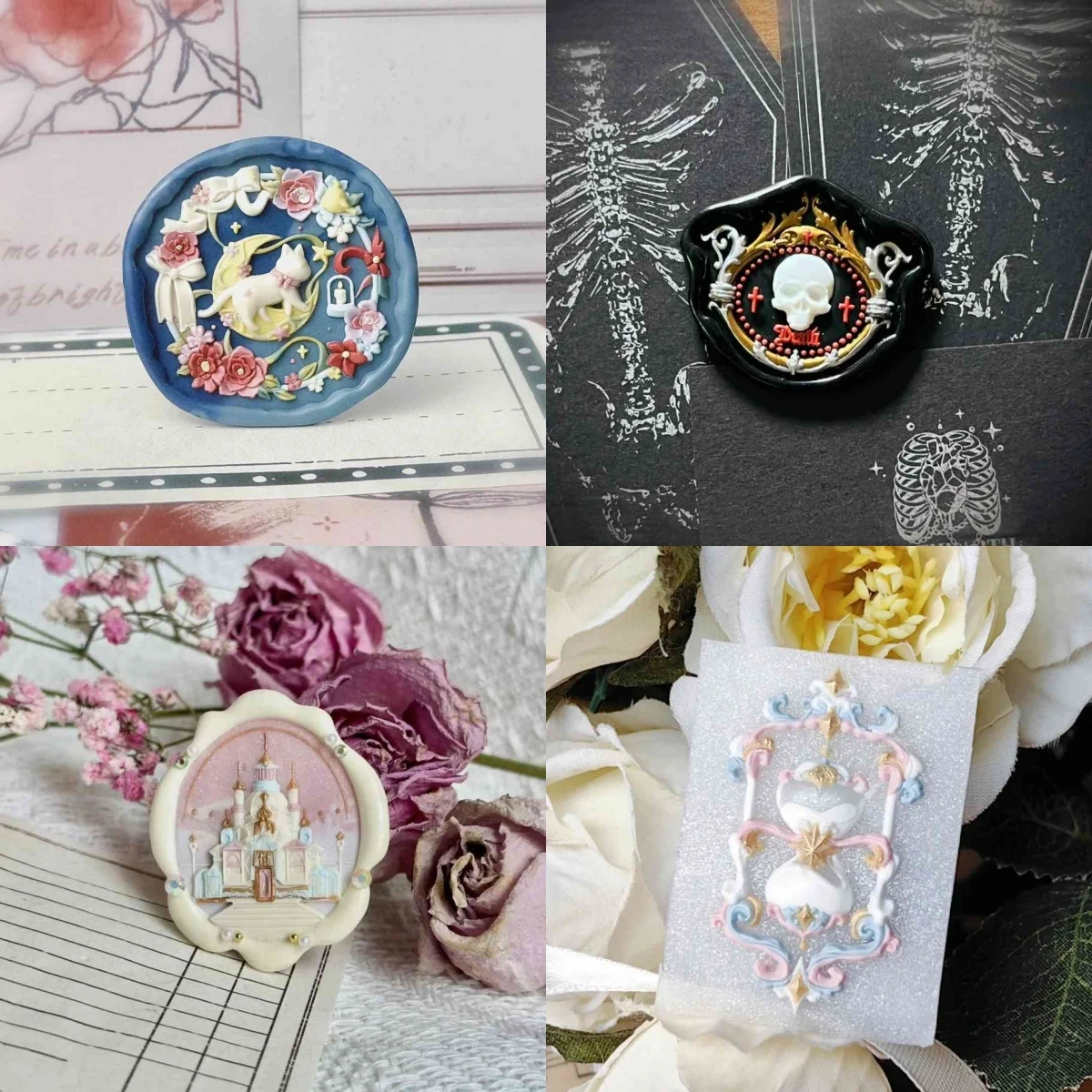 DIY 파이어 도장 스탬프 Hp 매직 시리즈 미세 조각 도장 헤드 캐슬 티켓 루트 다층 봉투 릴리프 황동 도장 공예 장난감