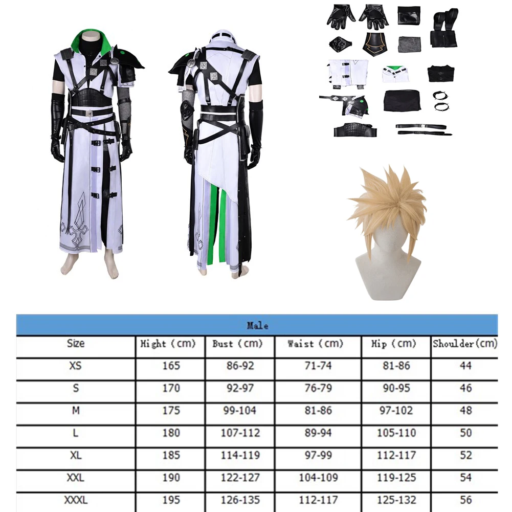 thumbnail image 1 of Juego para adultos Final Cos Cloud Strife Cosplay Juego de rol Zapatos Disfraz de Halloween Chaqueta Cinturón Guantes Trajes Hombres Carnaval Traje de fantasía, 1 of 5