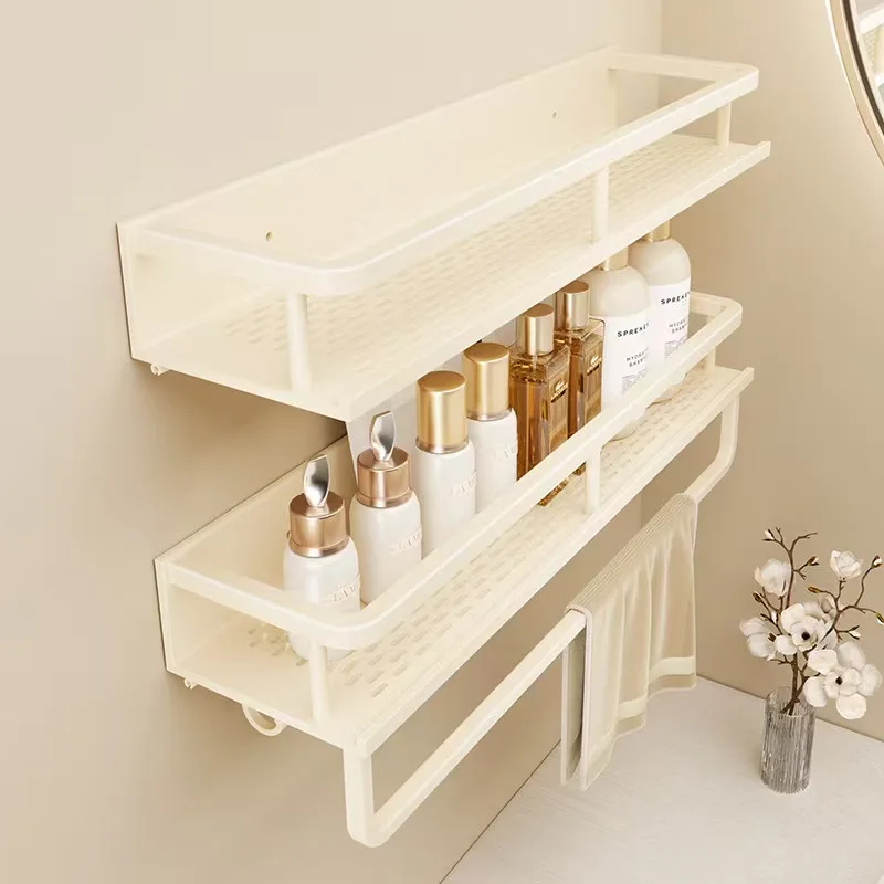 Bathroom storage rack for silver space aluminum 30-50CM no drill wall-mounted