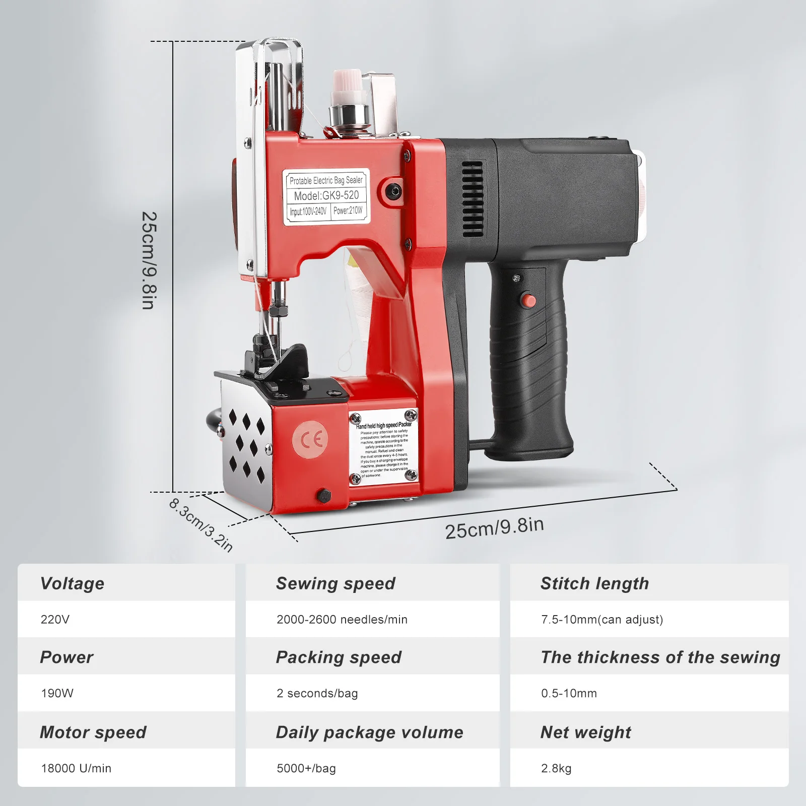 Nowa Gk9-520 szybka elektryczna maszyna do szycia przemysłowa tkana przenośna ręczna maszyna uszczelniająca worek mąki Overlock