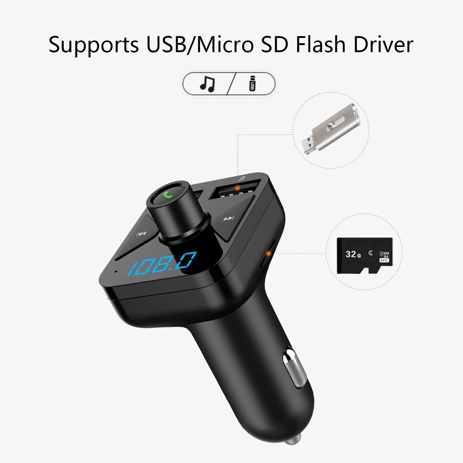 CAR Charge FM Transmitter Handsfree Car Bluetooth 5.0 MP3 Player Stereo FM Modul