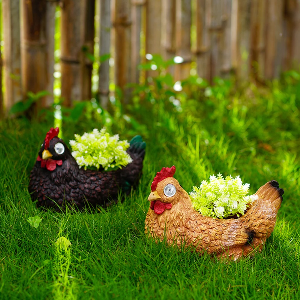 

Solar Lighting Animal Planter Outdoor Garden Decoration Patio Balcony Decorative Landscaping Planter Cute Resin Ornament