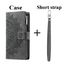 Zipper Crossbody Lanyard Wallet with Book Cover - Oneplus Nord 2T (GRA Case(Only Short))