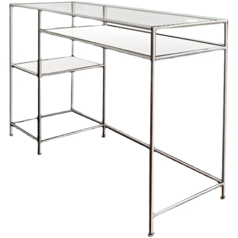 

HXL Stainless Steel Glass Desk Computer Desk High-End Desk Display Table