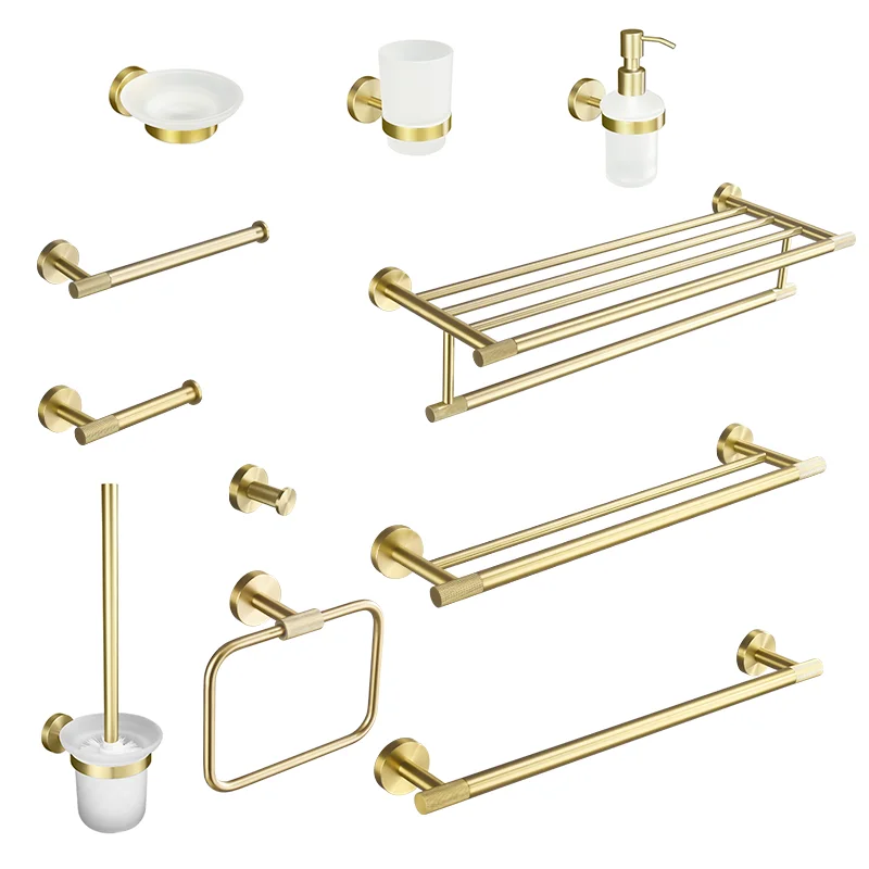 Bathroom Hardware Set Towel Bar Rail Paper Holder Robe Hook Soap Dish Towel Hanger Shelf Toilet Brush
