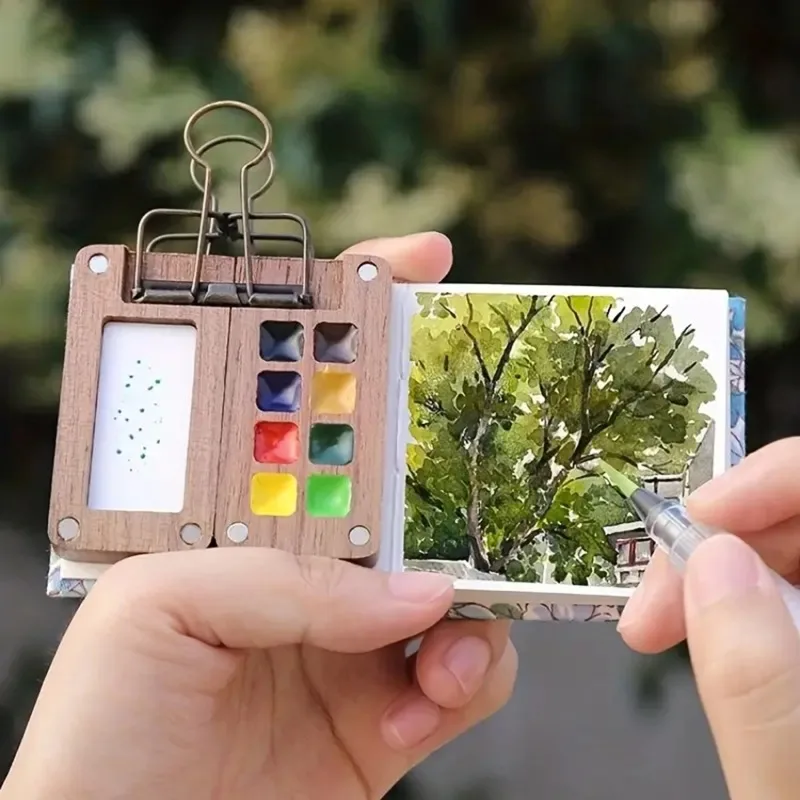 Empty Wooden Watercolor Palette 2