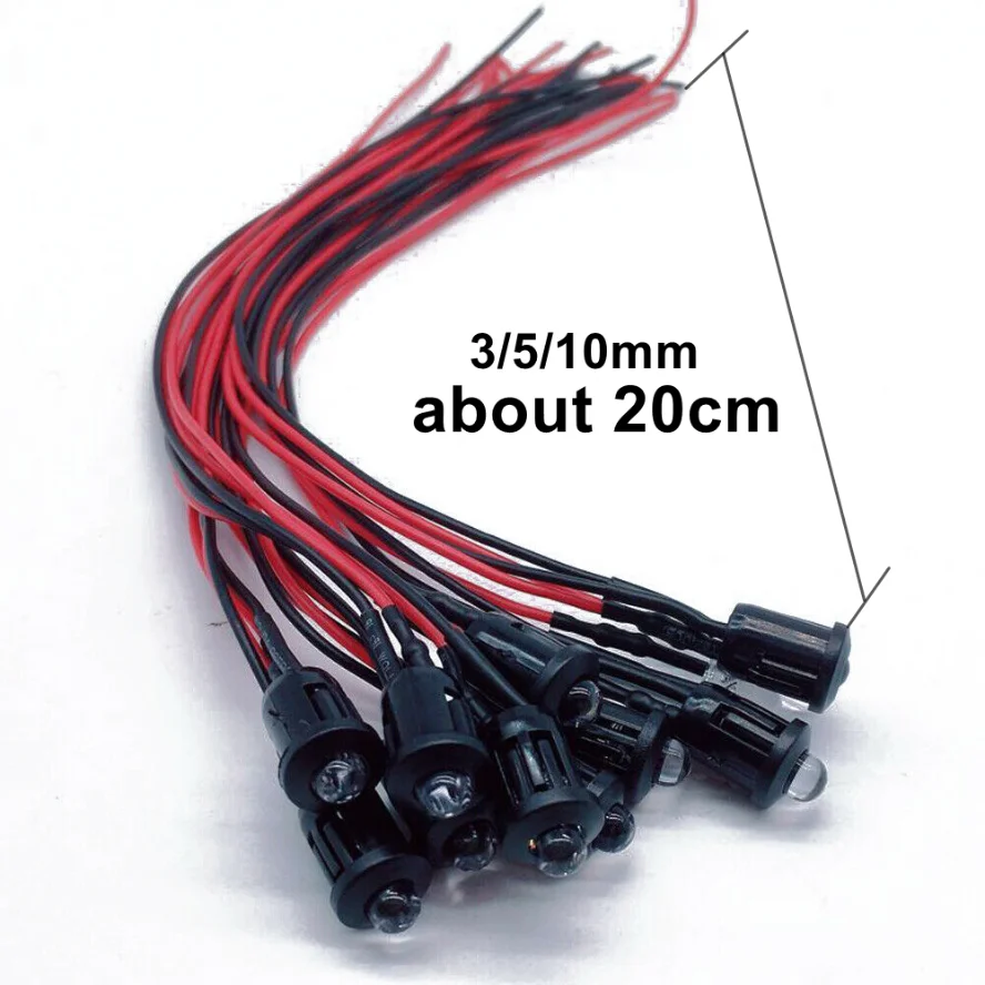 DC3V24V 사전 배선된 LED 전구 액세서리 DIY 발광 다이오드 표시등 선박 모형 장난감 자동차 투명 비드(베이스 포함)