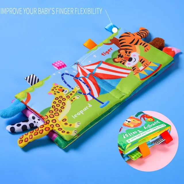 0-36M Baby Enlightenment  Educational Cartoon Animals Tail Cloth Book Paper Cloth Books Toys Baby Toys 4