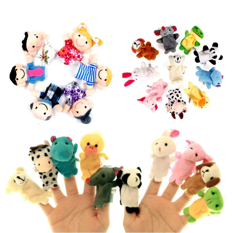 Finger Puppet Set Baby Animals Duck Plush Doll Hand Cartoon Family Hand Puppet Cloth theater Educational Toys for Kids Gifts