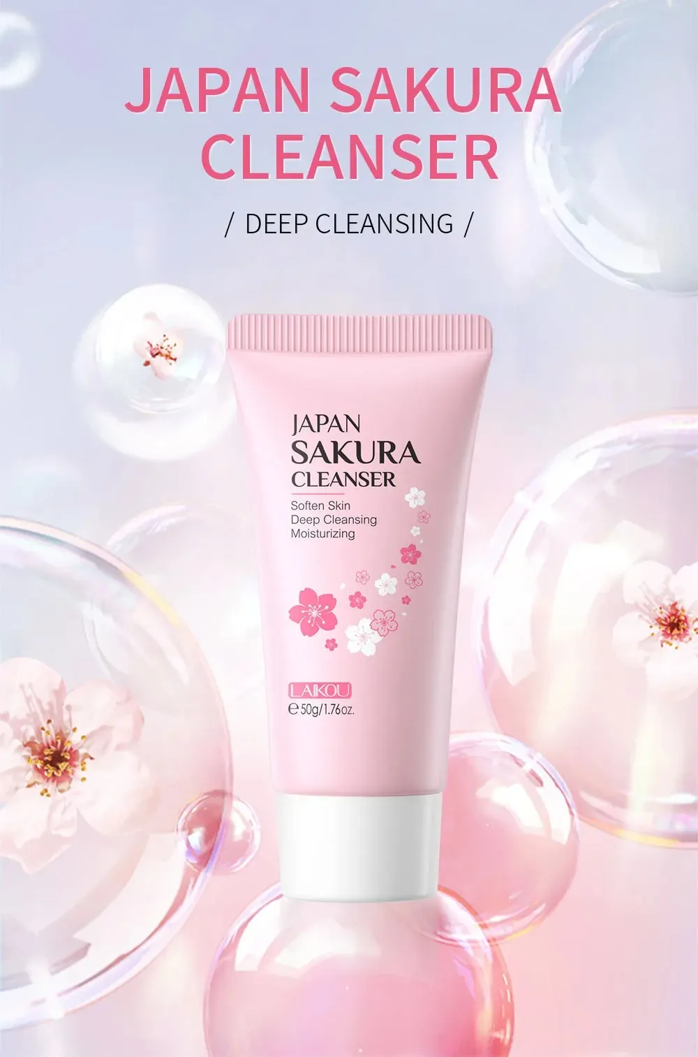 LAIKOU  Facial Cleanser Foam Face Wash Remove Blackhead Moisturizing Shrink Pores Deep Cleaning Oil Control  Skin Care 50g 4