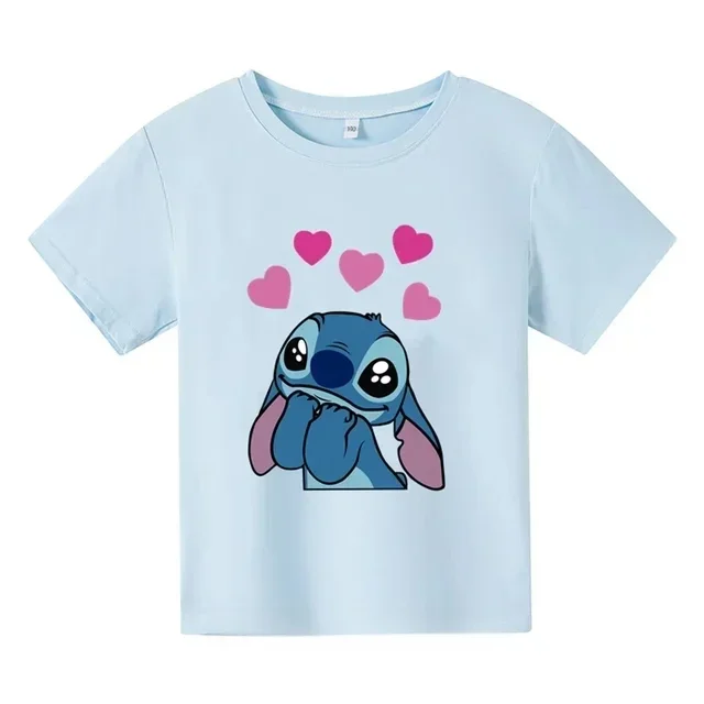 thumbnail image 1 of Nueva camiseta de algodón de Lilo & Stitch para niños, camisetas de manga corta de verano a la moda con dibujos animados para niños y niñas, 1 of 5