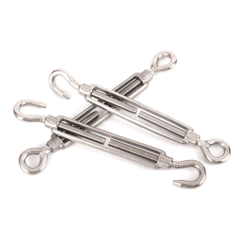 Chain Rigging Hooks & Eye Turnbuckle Wire Rope Tension Device 304 Stainless Steel M4 M5 M6 M8 M10 Oc Oo Cc Type 5PCS